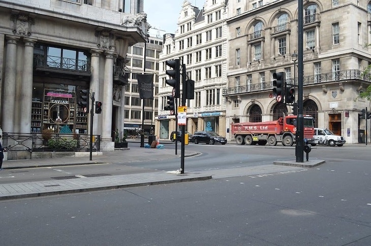 A traffic island in St James's