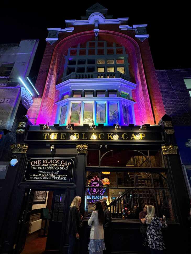The facade of the Black Cap