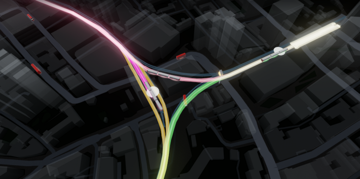 A slick, moving transport map