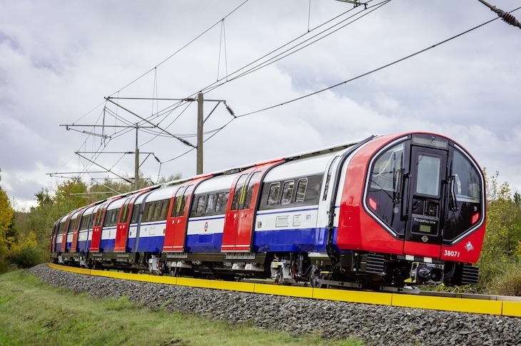 A modern tube train undergoing trials