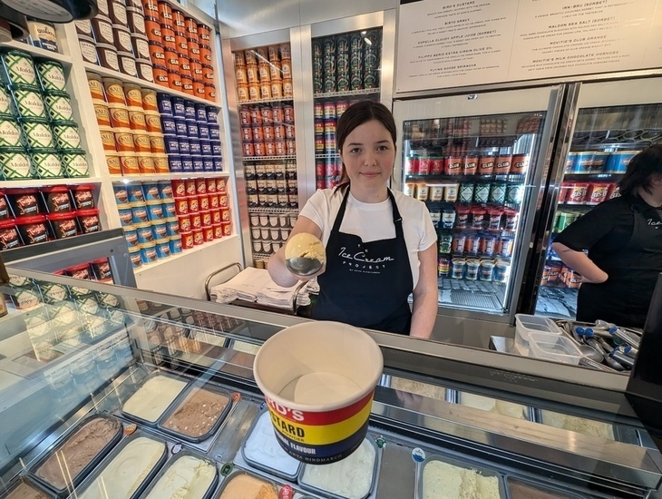 Anya Hindmarch in her ice cream stall, offering us a scoop of something peculiar like 'badger sorbet' or 'straw-flavour two-scoop'.