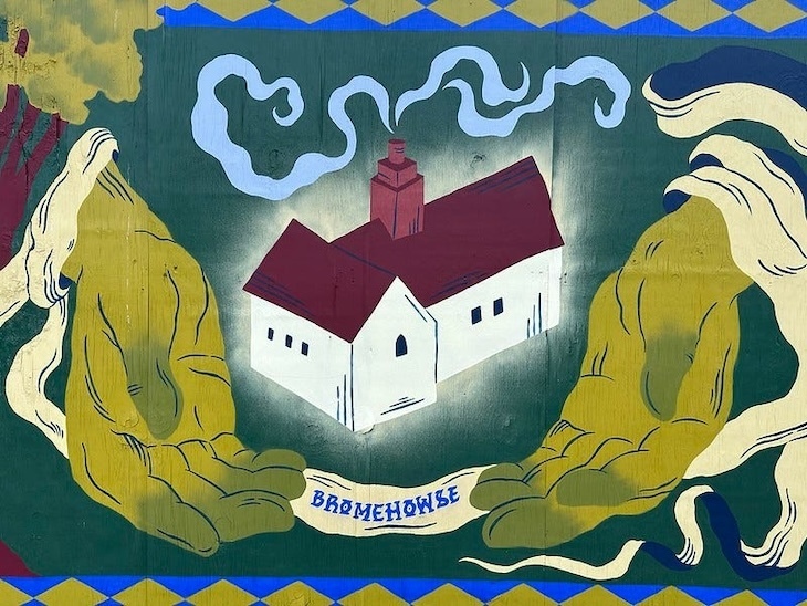 A mural showing medieval Broomhouse