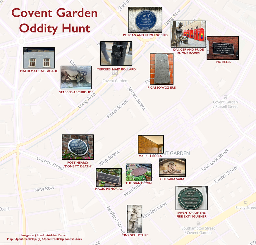 Map of oddities in covent garden