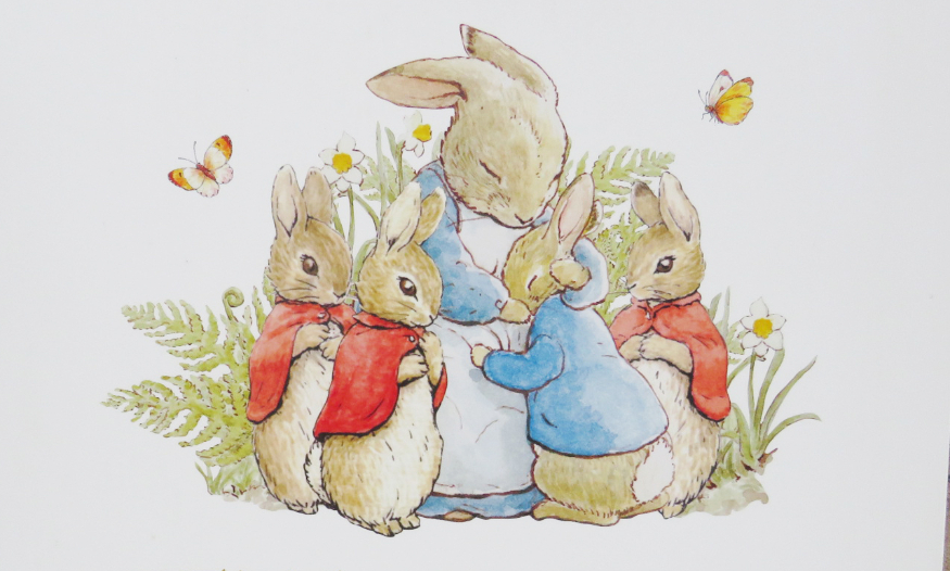 Beatrix Potter's London: an illustration of Peter Rabbit and his family
