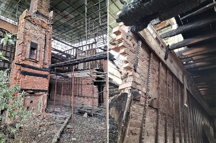 Inside the burned-out remains of Broomfield House