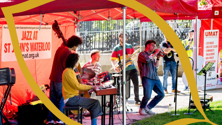 What's on in London this weekend: jazz musicians performing beneath a gazebo