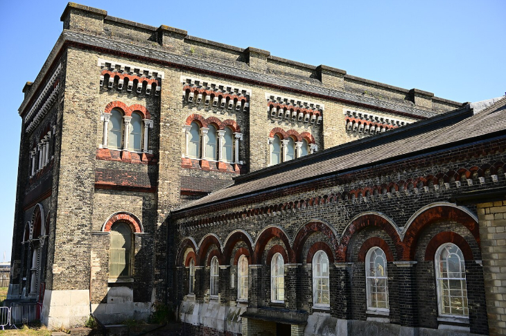 Top events in London this weekend: The ornate Victorian brick exterior of the Crossness Pumping Station, featuring arched windows with red and white brick detailing and decorative corbeling under the roofline.