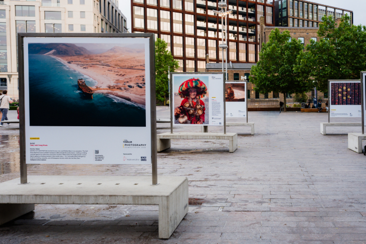 Things to do in London today: large scale photos on display in an open air exhibition