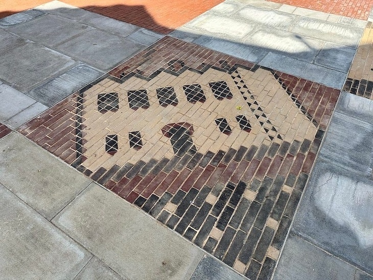 Floor tiles recreating the facade of Broomfield House