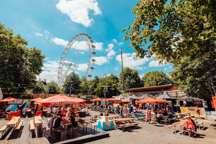 Things to do in London this weekend: a beer garden in the sun in front of the London Eye