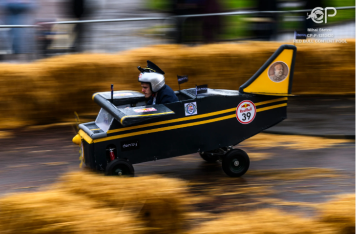 Things to do in London this weekend: someone racing in a soapbox shaped like an aeroplane