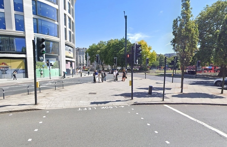 The traffic island at Marble Arch where the Tyburn gallows once stood