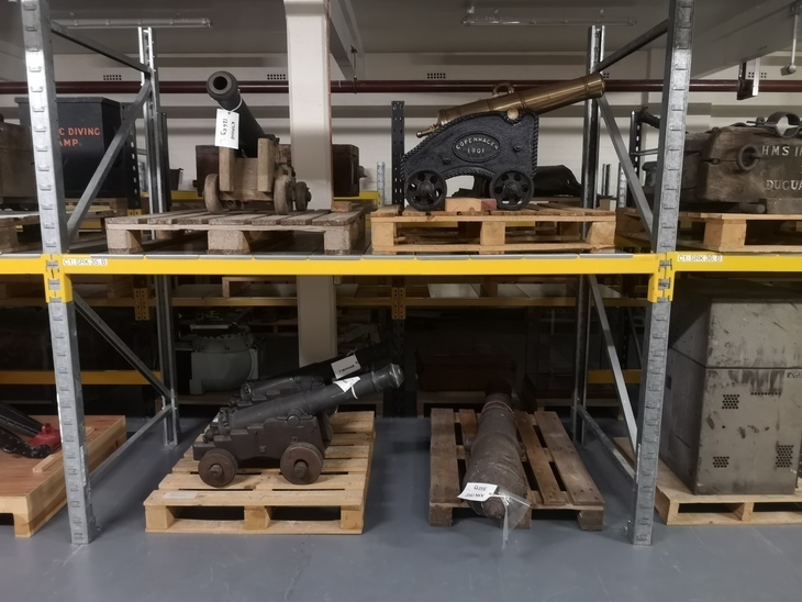 Mini cannons on storage racks