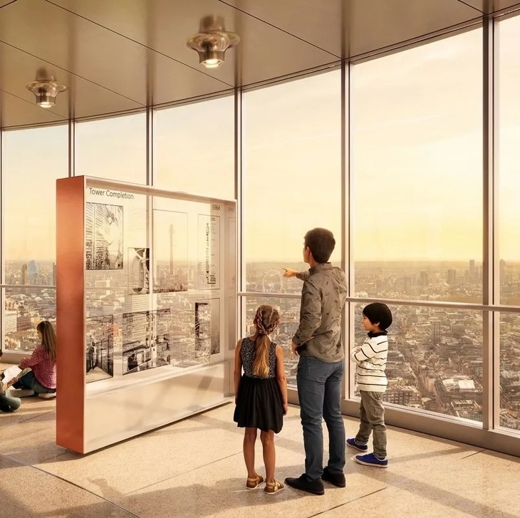 Mock up of a family on the observation deck