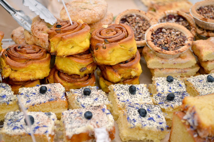 A selection of cakes and buns