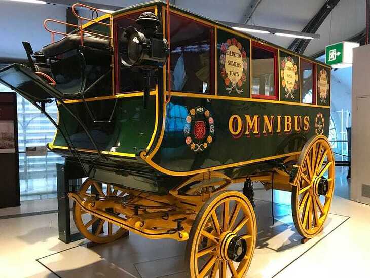 Shillibeer's omnibus, on show at London Transport Museum