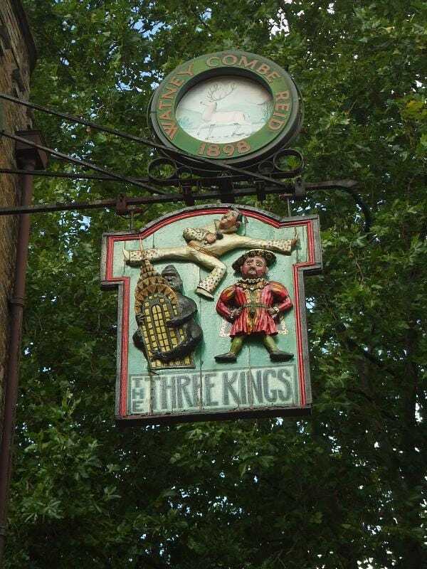 Three kings of clerkenwell hanging pub sign
