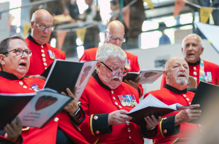 A choir comprised of Chelsea Pensioners