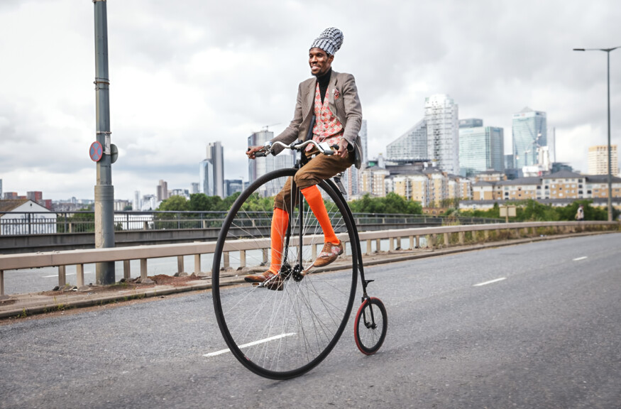 Robert on a penny farthing