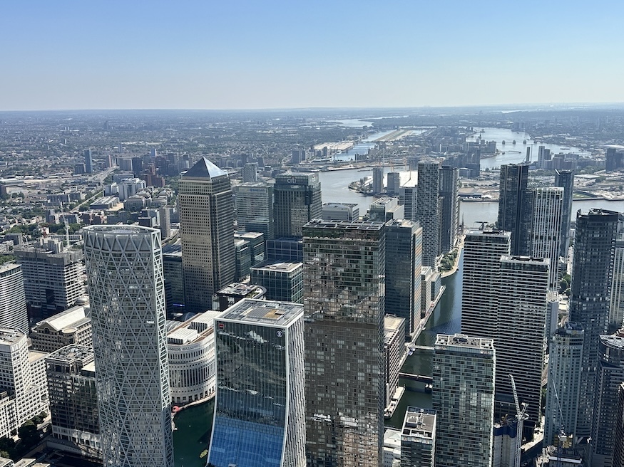 Canary Wharf and Royal Docks from above