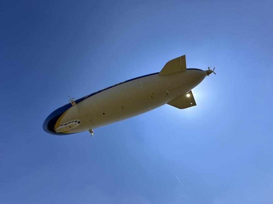 The Goodyear Blimp takes off