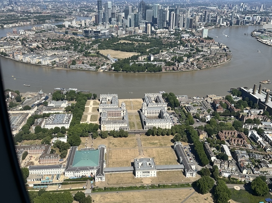 Greenwich and canary wharf from above