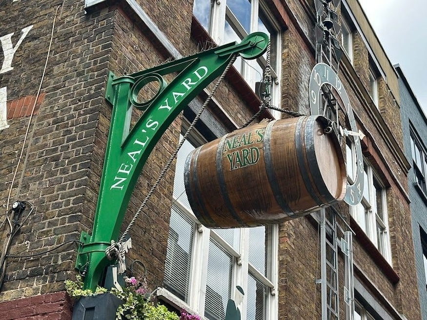 A hanging barrel in Neal's Yard Covent Garden