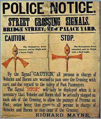 A notice telling people how to use traffic ligths