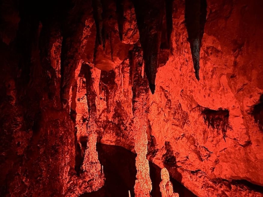 Blood red caves at the Hellfire Caves
