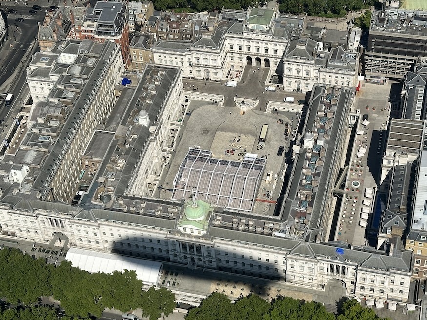 Somerset House with goodyear blimp shadow