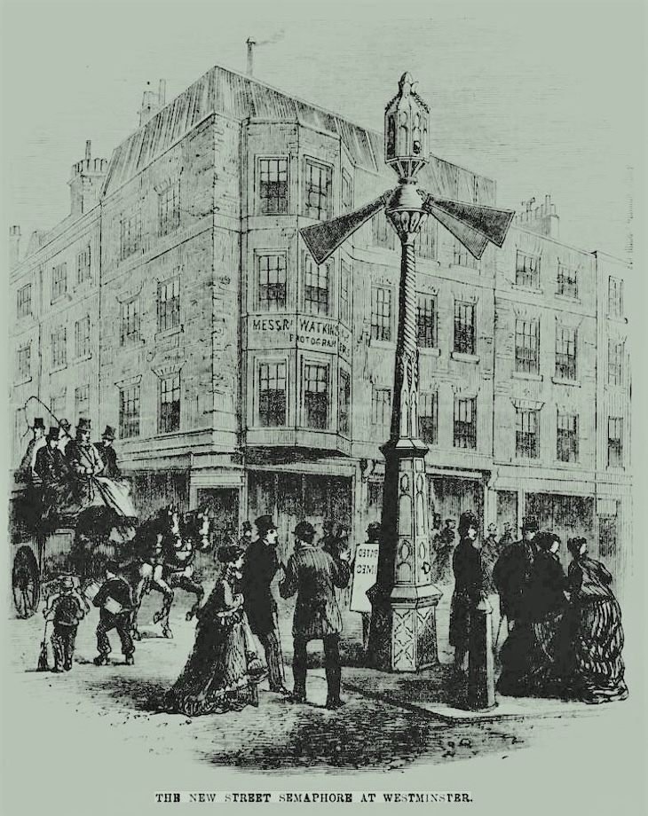 A vintage image of a traffic light in westminster
