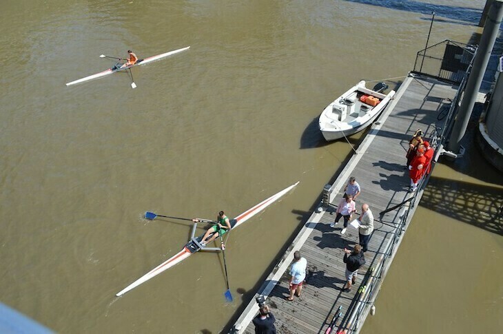Two rowing boats in the water