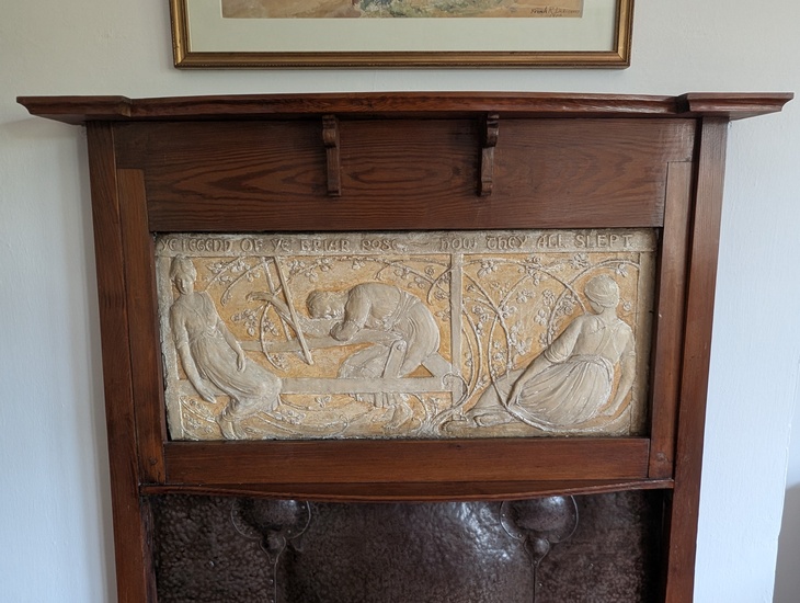 A beautifully carved fireplace