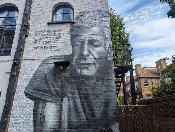 A mural of Anthony Bourdain