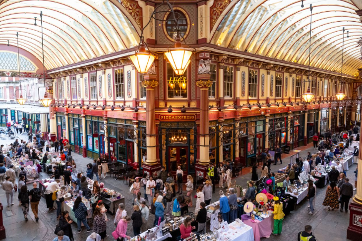 London Christmas markets and fairs 2026: a market taking place inside the Leadenhall Market building
