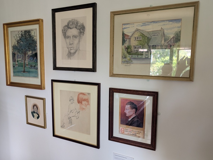 A selection of artworks on the wall