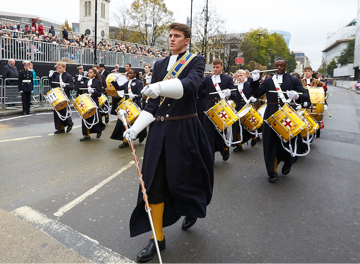 Lord Mayor's Show 2026: A military band marching through the streets