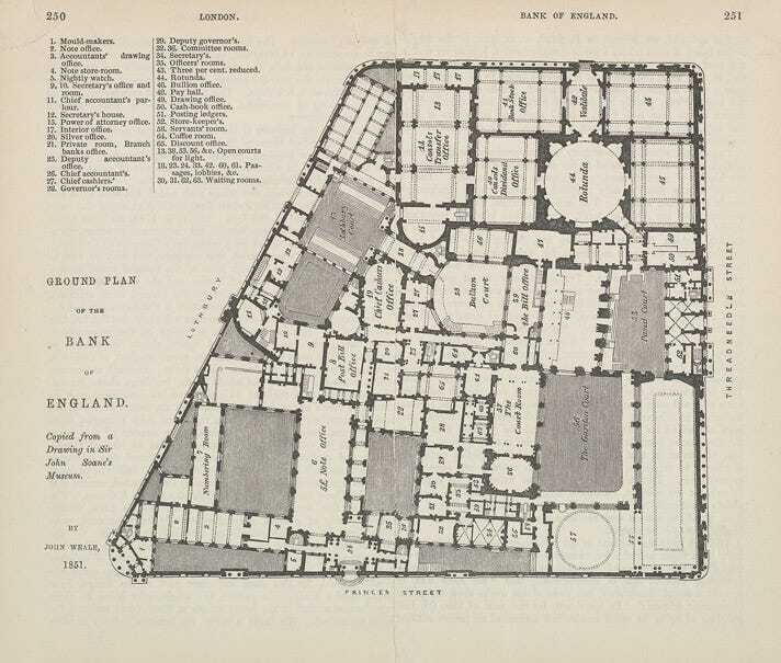 A plan of the Bank of England