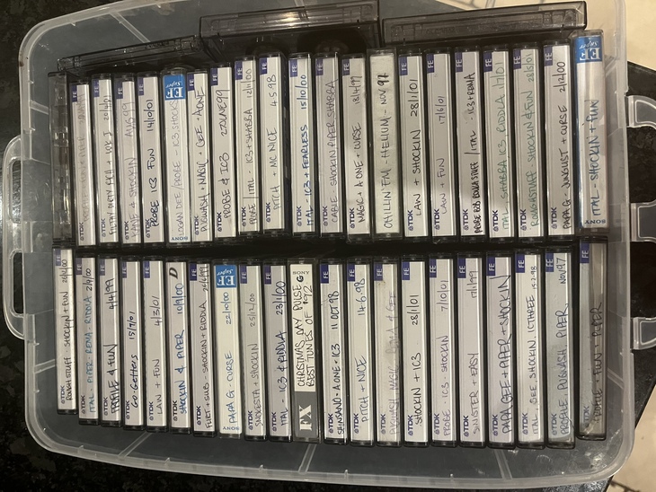 A box full fo cassette tapes