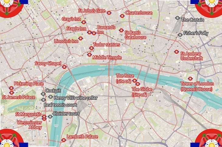 A map of Tudor buildings in London