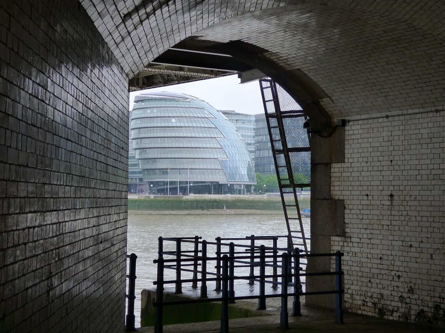 A view through Dead Man's Hole and across the river towards the former City Hall building