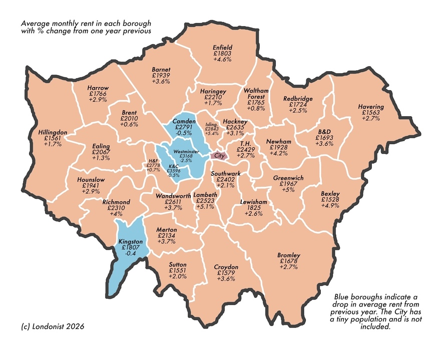 What's The Average Rent In Each London Borough?