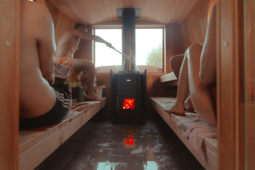 People on a sauna boat