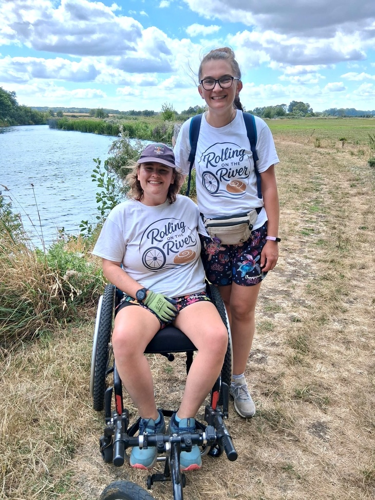 The two friends by the river out in the countryside