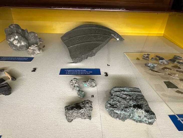 Fragment of a bell in st bride's crypt museum
