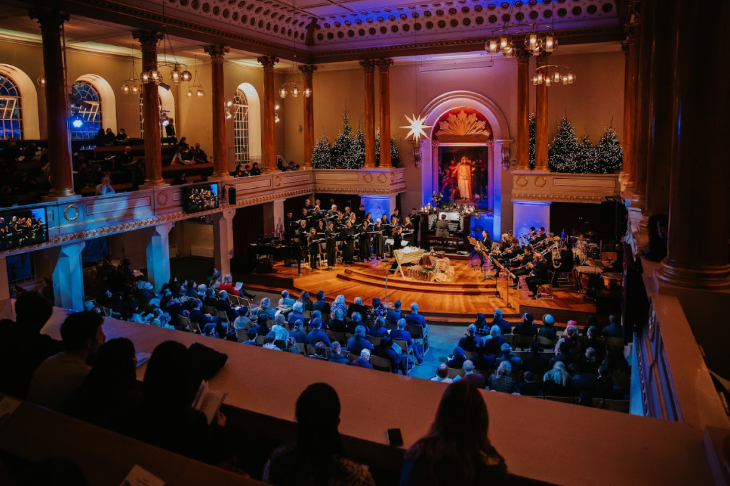 Christmas carol concerts London 2026: a carol concert inside an atmospherically lit church