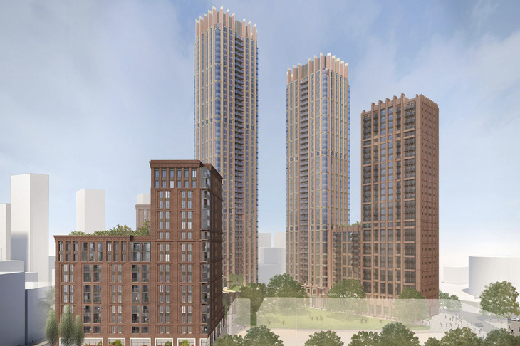 Tall residential towers on Old Kent Road