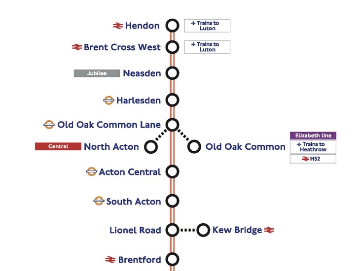 A section of map of the new line