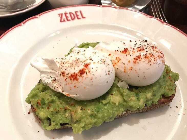 Avocado and egg on toast at Zedel