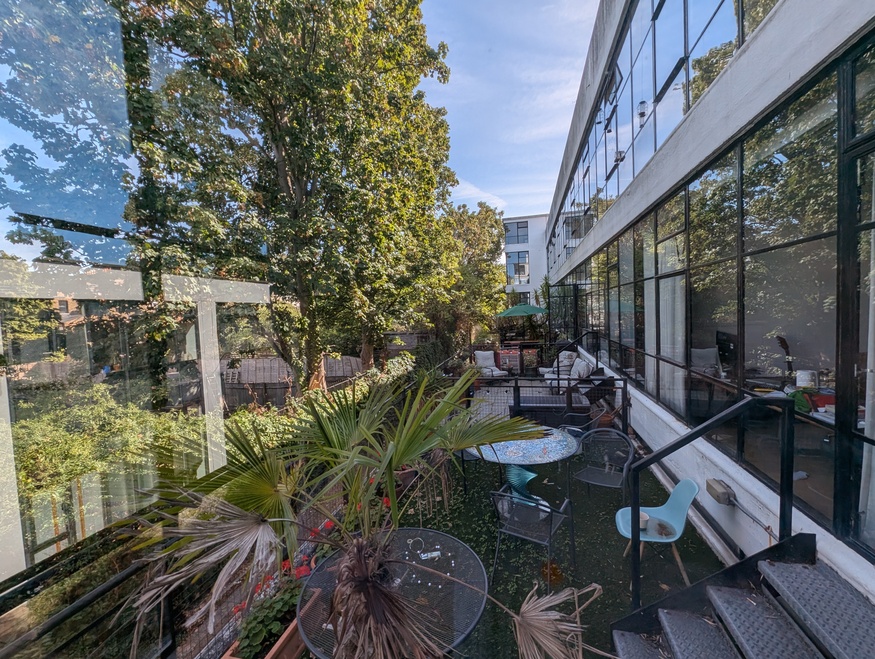 A view over outdoor residential terraces